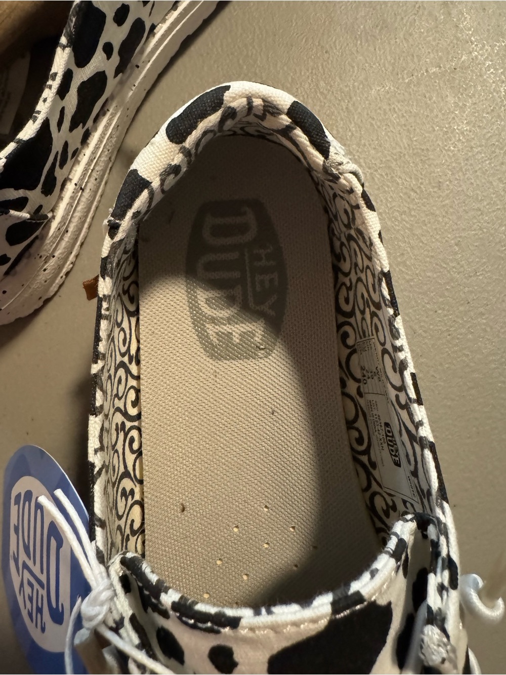 NWT Hey Dude Women’s Cow Print Slip-on Shoes size 8 - Picture 5 of 7